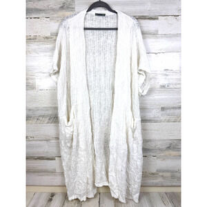 Chalet Et Ceci Womens M White Lightweight Knit Duster Cardigan Cover-Up